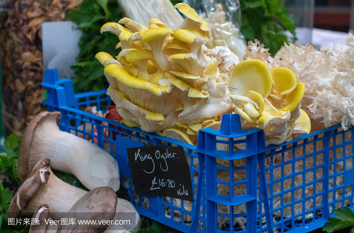 伦敦博罗市场的食用蘑菇